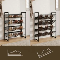 HOMCOM Schoenenrek met 4 planken, 72 x 30 x 82,7 cm, zwart(m-7)