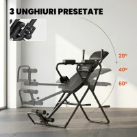 SPORTNOW Masă de Inversiune 3-în-1 cu Bare Flotări, Tracțiuni, Masă de Inversiune(m-7)