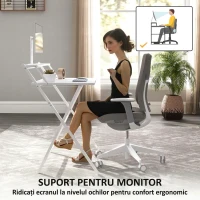 HOMCOM Birou pliabil cu suport pentru monitor, 81.5x62x86.5 cm, alb(m-5)