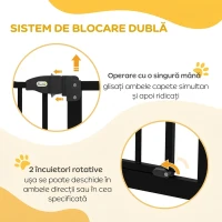 PawHut Poartă Extensibilă pentru Câini cu 4 Șuruburi Reglabile, din Metal și Plastic, 74-100x94 cm, Negru(m-5)