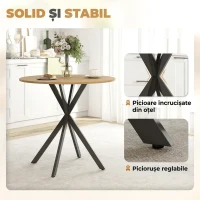 HOMCOM,Masă de Dining,Stil Industrial,PAL, oțel,80cm x 80cm x 75cm,Stejar(m-6)
