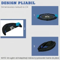 HOMCOM Mini Trambulină Fitness Ø102 cm Pliabilă cu Mâner Reglabil pe Înălțime, Albastră(m-5)