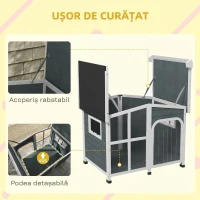 PawHut Cușcă pentru câini de talie medie, din lemn, pentru exterior, cu acoperiș rabatabil, 101x66.5x70.5 cm, gri(m-5)