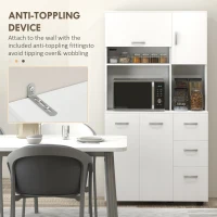 HOMCOM Keukenkast, Buffet, 3 Laden, 3 Planken, Veel Opbergruimte, 89x39,5x168cm, Wit(m-7)