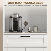 HOMCOM Alacena de Cocina de 170 cm con 4 Puertas Cierre Suave Cajón Estantes Ajustables Encimera para Microondas Blanco(m-6)
