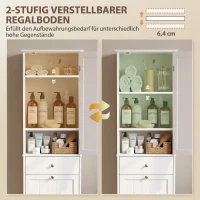 HOMCOM Smalle badkamerkast met kantelbaar wasvak, 180 cm, wit(m-6)