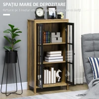 HOMCOM Bufet Modern cu 2 Uși din Sticlă și Lemn, 60x35x120cm, Maro(m-5)