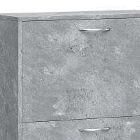 HOMCOM Mueble para Zapatos 12 Pares, Armario para Zapatos Estrecho Moderno, 2 Cajones Abatibles y Estantes Regulables, Gris(m-9)