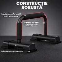 HOMCOM Set de 2 bare paralele din oțel cu mânere antiderapante din EPE, 36x25x20 cm, negru(m-5)