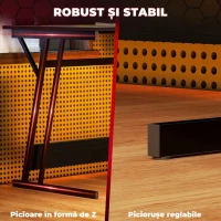 HOMCOM Birou Gaming cu Lumini LED și Suport pentru Monitor, din PAL și Oțel, 100x60x88.5 cm, Negru(m-7)