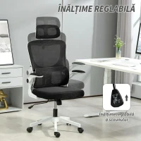 Vinsetto, Scaun de Birou, Reglabil și Reclinabil, Material textil din plasă, 60x59x114-122 cm, Negru(m-4)