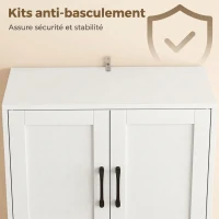 HOMCOM Buffet Haut Cuisine, Armoire Cuisine, 4 Portes à Fermeture Douce, Tiroir, Compartiment Ouvert, Étagères Réglables, Blanc(m-7)