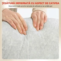 Scaun Ergonomic HOMCOM, Spătar Înalt, Tapițat în Catifea Imprimată, Cotiere Rabatabile, Alb Crem(m-6)