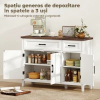 HOMCOM Bufet Dulap Jos pentru Depozitare, MDF, 110 x 35 x 80,5 cm, Alb(m-4)