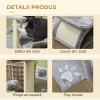PawHut Ansamblu pentru pisici cu 2 mingii, 40x30x43cm, gri(m-6)
