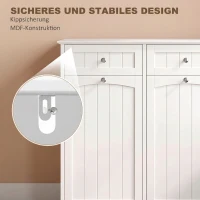 HOMCOM Vrijstaande smalle badkamerkast met lades en wasmand, 78 x 38 x 90 cm, wit(m-6)