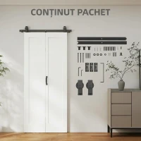 HOMCOM Ușă Glisantă Pliabilă Tip Carte cu Suprafață Vopsibilă, 90x210 cm, Albă(m-7)