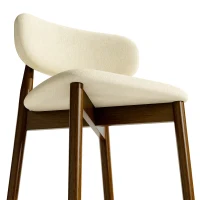 HOMCOM Lote de 2 Taburetes de Bar, Taburetes en Chenilla, Asiento Acolchado, Respaldo y Reposapiés, Patas de Madera, Beige(m-8)