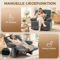 HOMCOM Vibratie-massagefauteuil met verwarmingsfunctie, comfortabele tv-fauteuil met voetsteun - grijs(m-5)
