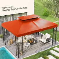 Outsunny Vervangend dak voor metalen tuinpaviljoen paviljoen partytent tuintent 3x4m, Oranjerood(m-2)