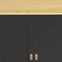 HOMCOM Buffet de cocina, mueble alto de cocina con LED regulable y detector de movimiento, 80 x 40 x 176,5 cm, negro(m-8)