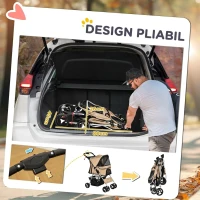 PawHut Cărucior pentru câini de talie mică și mini, pliabil, cu coș și suport pentru pahar, 77x45x99.5 cm, culoare cafea(m-5)