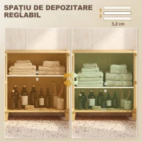 HOMCOM Dulăpior de Baie Îngust din Bambus cu Raft Reglabil, Natural(m-6)