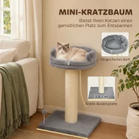 PawHut Krabpaal met kattenbed, 1 ligplek, incl. kattenspeeltje, 55 x 55 x 83 cm, grijs(m-4)