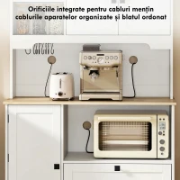 HOMCOM Bufet de Bucătărie cu 3 Dulapuri, 2 Sertare, Rafturi Reglabile și Suport pentru Condimente, 100x40x62 cm, Alb(m-6)