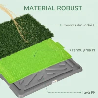 PawHut Toaletă pentru câini cu gazon sintetic, iarbă de schimb și tavă inferioară pentru interior și exterior, 67x41x3.5 cm(m-5)