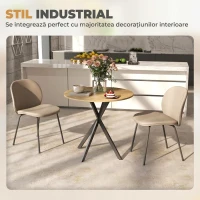 HOMCOM,Masă de Dining,Stil Industrial,PAL, oțel,80cm x 80cm x 75cm,Stejar(m-5)