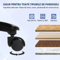 Scaun de Birou HOMCOM Consolidat Capacitate 200kg, Rotativ și Inclinabil din Material Catifelat, Gri(m-7)