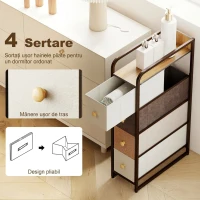 HOMCOM Comodă Slim Salvaspatiu cu 4 Sertare Pliabile din Material Textil, Oțel și Lemn, 20x47x84.5 cm, Multicolor(m-5)