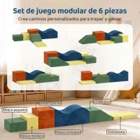 AIYAPLAY Juego de 6 Bloques de Espuma para Niños Bloques de Psicomotricidad Infantil con Base Antideslizante +1 Años(m-4)