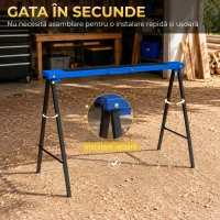 DURHAND Set 2 Capre de Lucru Pliabile, Suprafață Antiderapantă din Cauciuc, Capacitate 250 kg, Albastru(m-7)