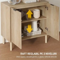 HOMCOM Dulap Mobil din Lemn cu 2 Niveluri și Raft Reglabil pe 3 Niveluri, 78x40x77,5 cm, culoare Stejar(m-5)