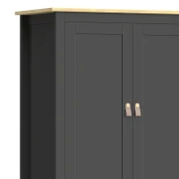 HOMCOM Buffet de cocina, mueble alto de cocina con LED regulable y detector de movimiento, 80 x 40 x 176,5 cm, negro(m-6)