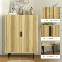 HOMCOM Pantofar Compact pentru 15 Perechi de Pantofi, cu 4 Rafturi Reglabile, 80x38x110cm, Stejar(m-6)