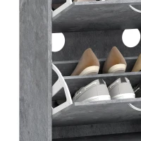 HOMCOM Mueble para Zapatos 12 Pares, Armario para Zapatos Estrecho Moderno, 2 Cajones Abatibles y Estantes Regulables, Gris(m-7)