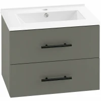 HOMCOM Dulap pentru Baie cu Lavoar din Ceramică, 2 Sertare, 61 x 40 x 48 cm, Verde(m-11)