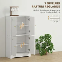 HOMCOM Comodă Bucătărie cu 2 Dulapuri, 4 Uși, 2 Rafturi Reglabile, Alb(m-6)