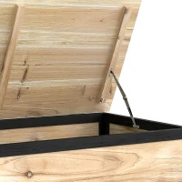 Outsunny Tuinopbergbox, 121 liter, 2 wielen, weerbestendig, metalen frame, natuurlijk hout, 100x50x43 cm(m-12)