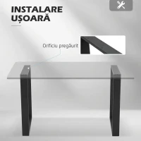 HOMCOM Set 2 picioare pentru masă dreptunghiulare, stil industrial, din oțel, capacitate 60 kg, 60x8x72 cm, negru(m-4)
