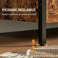HOMCOM Ladă de depozitare din lemn de 95L, stil industrial, cu capac și balama de siguranță, 80x40x49cm, maro(m-6)