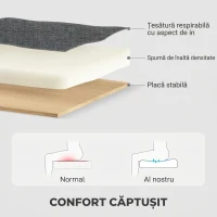 HOMCOM Divan Pat cu 3 Locuri și Chaise și Spațiu de Depozitare, din Țesătură cu Efect de Lin, 197x129x85 cm, Gri Antracit(m-7)