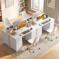 HOMCOM Computertisch mit 8 Stoffschubladen und Stauraum Schreibtisch 140 cm Weiß(m-8)