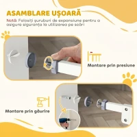 PawHut Poartă pentru câini reglabilă până la 100 cm fără șuruburi, cu 2 extensii și înălțime de 72 cm, albă(m-7)