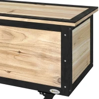 Outsunny Tuinopbergbox, 121 liter, 2 wielen, weerbestendig, metalen frame, natuurlijk hout, 100x50x43 cm(m-11)