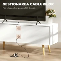 HOMCOM Mobilă TV pentru televizoare de până la 55 inch, cu 2 dulapuri și 2 rafturi deschise, din lemn și PAL melaminat, 120x34x50 cm, alb(m-5)