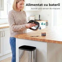 HomCom cos de gunoi din inox cu senzor si infrarosu, 50L | Aosom Ro(m-16)